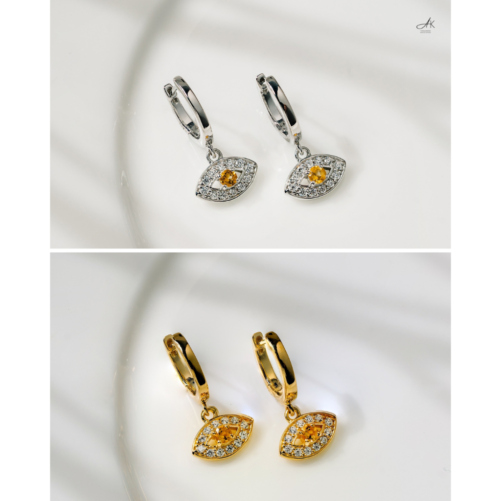 Ar-Kang Collection AKE2442/AKN784 รวมเครื่องประดับเงินแท้ สายมู ดวงตาสวรรค์ Evil Eye ประดับพลอยแท้ Swiss Blue Topaz ล้อม ราคา ถูกที่สุด ดีลบีเคเค แกลเลอรีภาพที่ 7