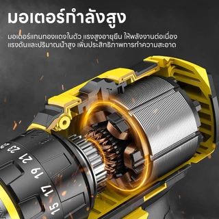 Maybuck สว่านไร้สาย 2 in 1 สว่านไร้สาย+ สกรูเกลียว มอเตอร์ไร้แปรงถ่าน แบตฯ ลิเธียม 21V （ฟรีเซ็ตดอกสว่าน ชิ้น + กล่อง ）