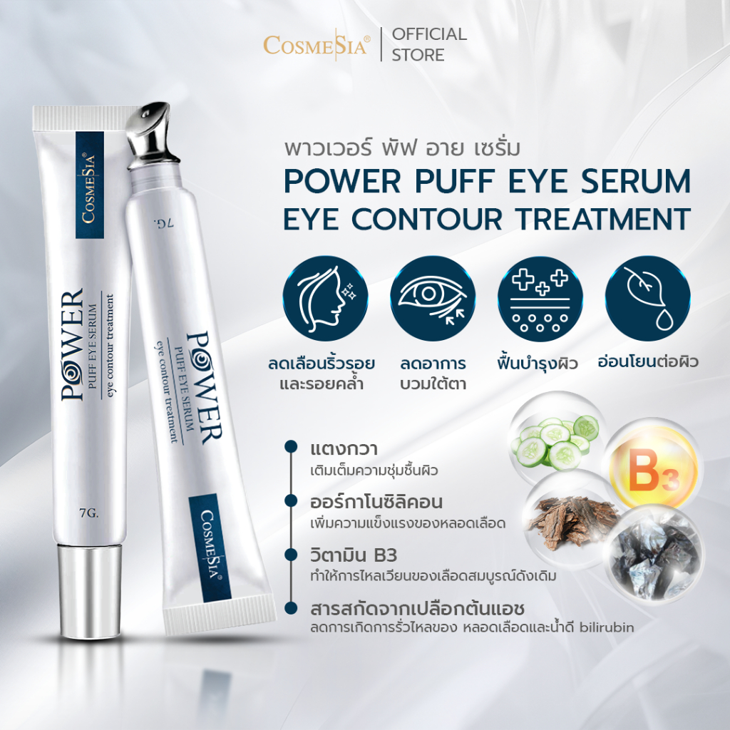 Cosmesia Power Puff Eye Serum Eye Contour Treatment 7ml (บำรุงรอบดวงตา ลดถุงใต้ตา)