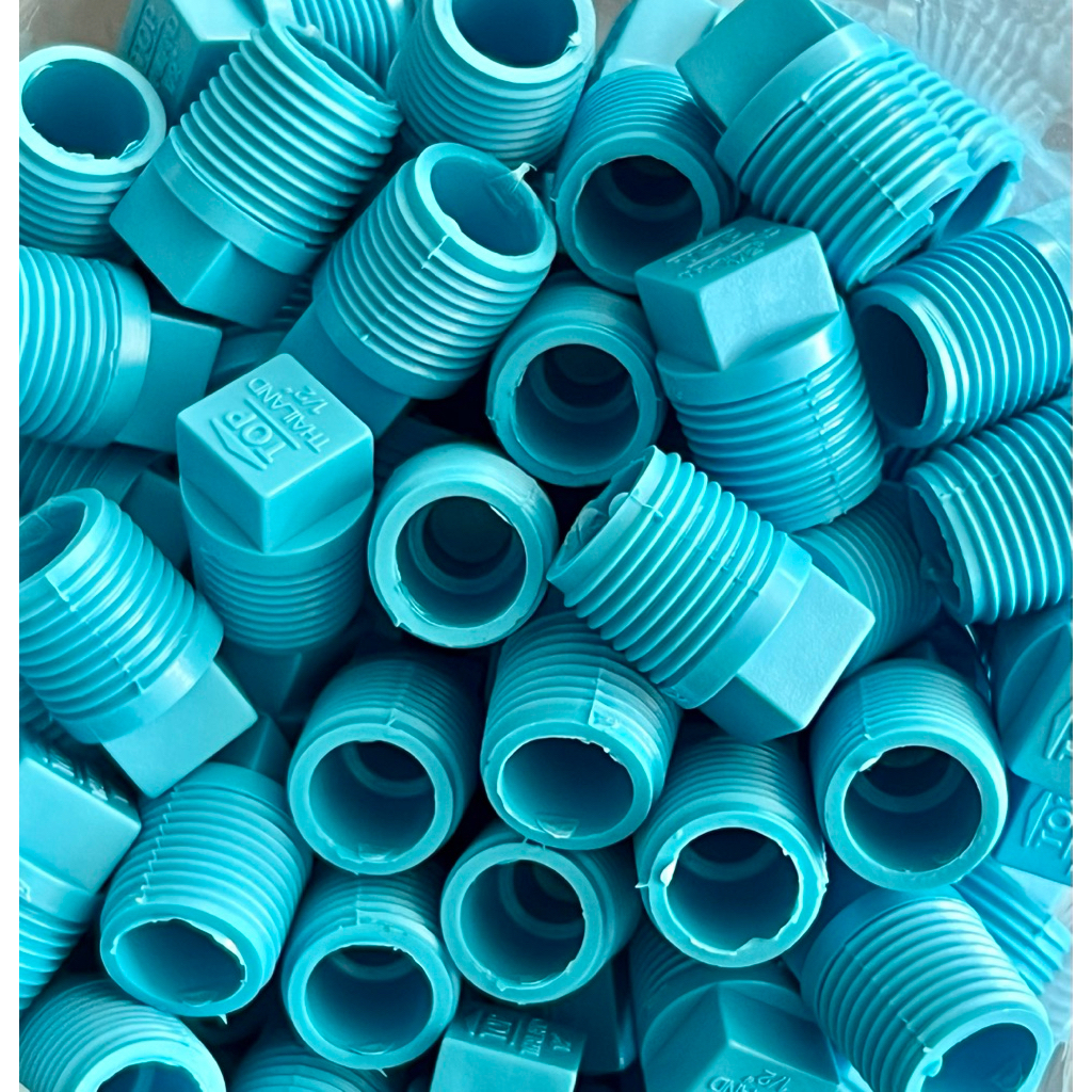 (แพ็ค50,100ชิ้น) 1/2“ปลั๊กอุด อุดเกลียว 4หุน PVC ตรา TOP