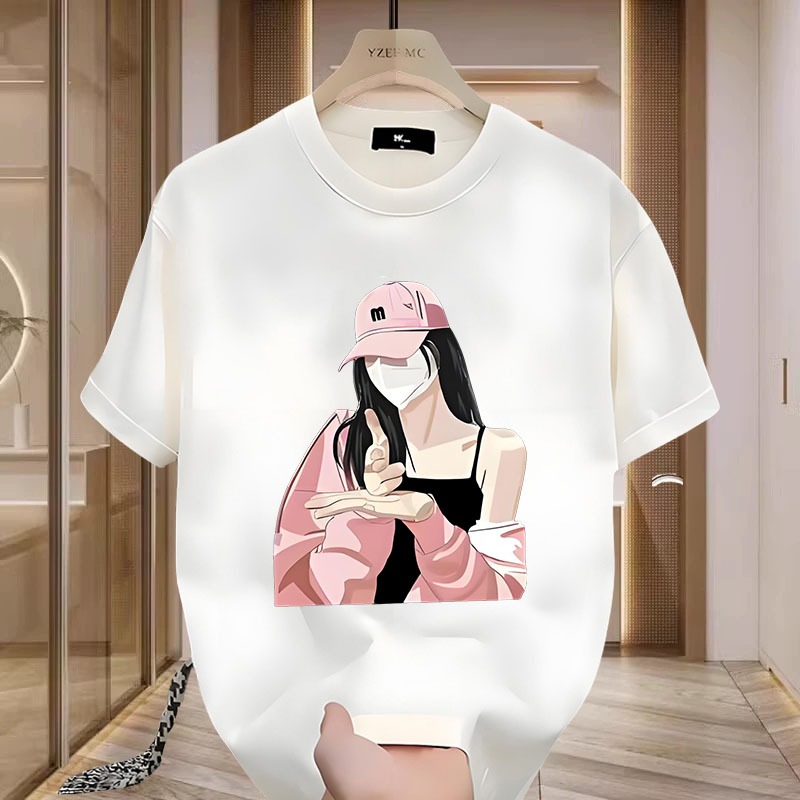 D1071เสื้อยืดแขนสั้น ใส่ได้ทั้งชายและหญิง ลายแฟชั่นสวย