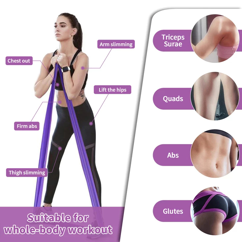 เชือกยางยืดฟิตเนส(จัดส่งในไทย) - สำหรับโยคะ/พิลาทิส - ต้านทานเข็มขัด ยืดหดได้ G3457 - รูปที่ 2