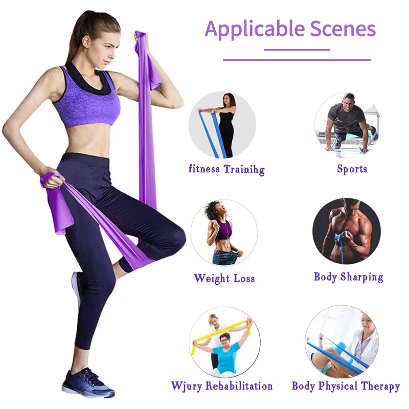 เชือกยางยืดฟิตเนส(จัดส่งในไทย) - สำหรับโยคะ/พิลาทิส - ต้านทานเข็มขัด ยืดหดได้ G3457 - รูปที่ 3