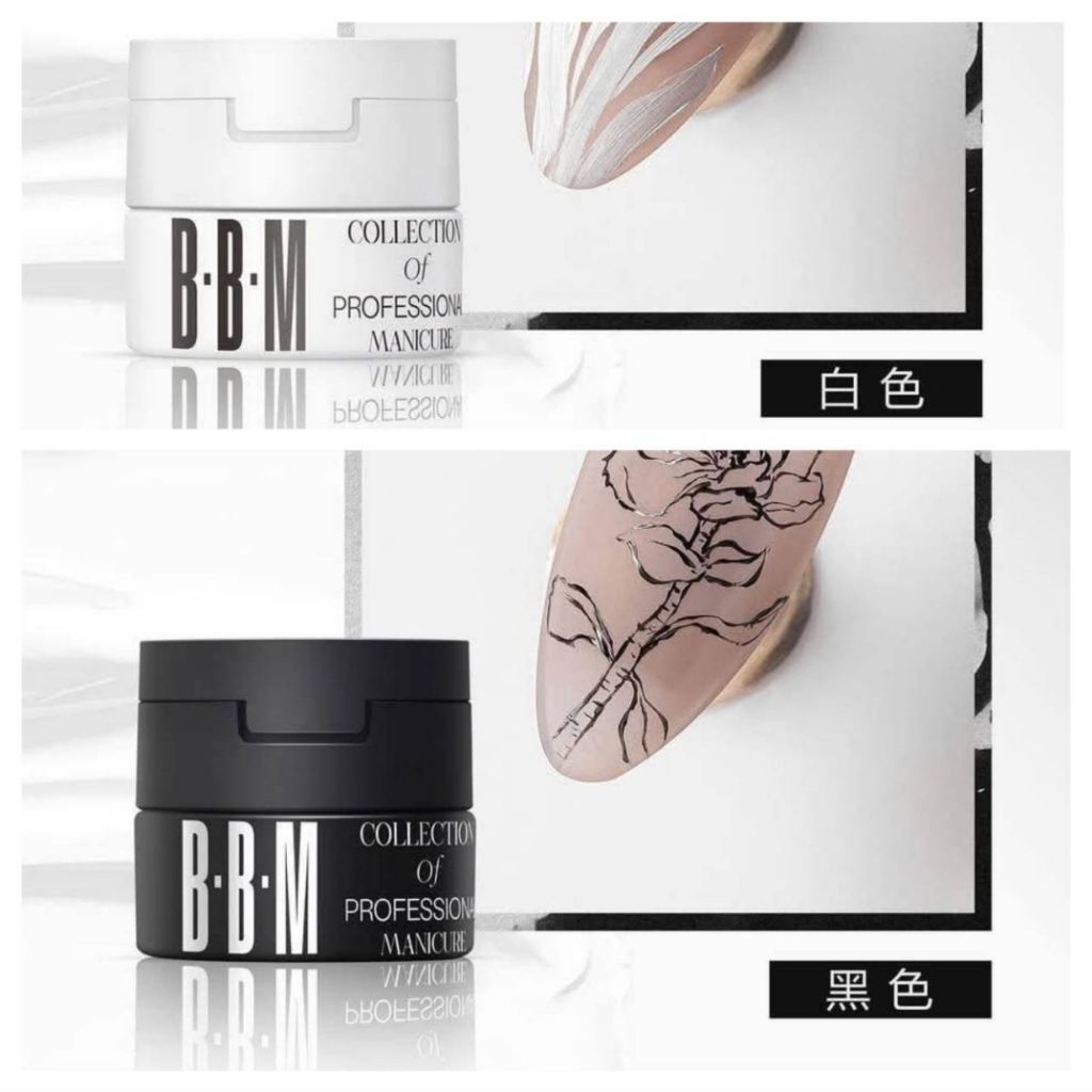 สีเจลกระปุก BBM Liner 2 สี ขาว / ดำ กระปุก 7g. สีเจลวาดเส้น เพ้นท์เล็บ พร้อมส่ง