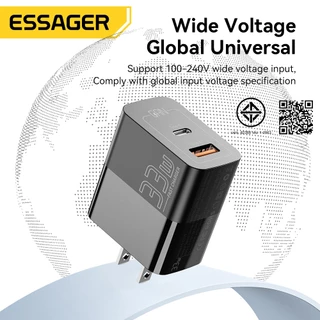 Essager 33W แท่นชาร์จผนังชาร์จ Gan USB ชนิด C สองพอร์ต QC PD 3.0ชาร์จเร็วสำหรับโทรศัพท์แผ่นแล็ปท็อป IP