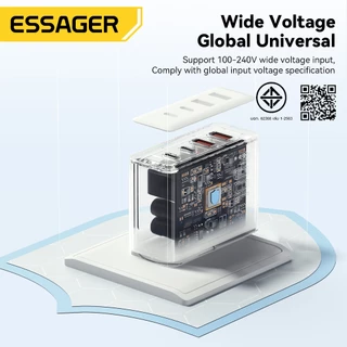 Essager 100W ที่ชาร์จ2C2A GaN USB C ชาร์จเร็ว QC PD Type C ชาร์จเร็วสำหรับ Samsung IP Huawei เครื่องชาร์จโทรศัพท์