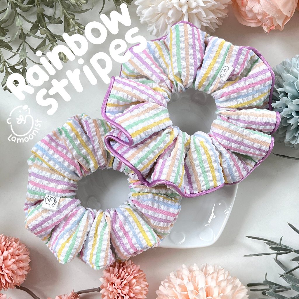 Lamoonist scrunchies • Rainbow stripes – โปรปัง