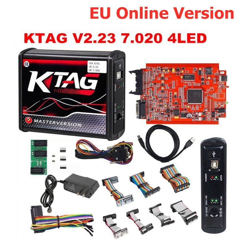 【พร้อมส่ง】เฟิร์มแวร์ Ktag V 7.020 V 2.25 4 Led K - Tag ปลั๊ก Eu สีแดง Pcb V 2.25 ครอบคลุมทุกแบรนด์