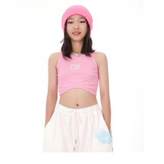 ส่งด่วนจากไทย เสื้อครอปเด็ก เว้าเอวใส่เต้นแบบลิซ่า Cover Dance K-pop ลายปัก แบบกล้าม ผ้ายืดหยุ่นดี