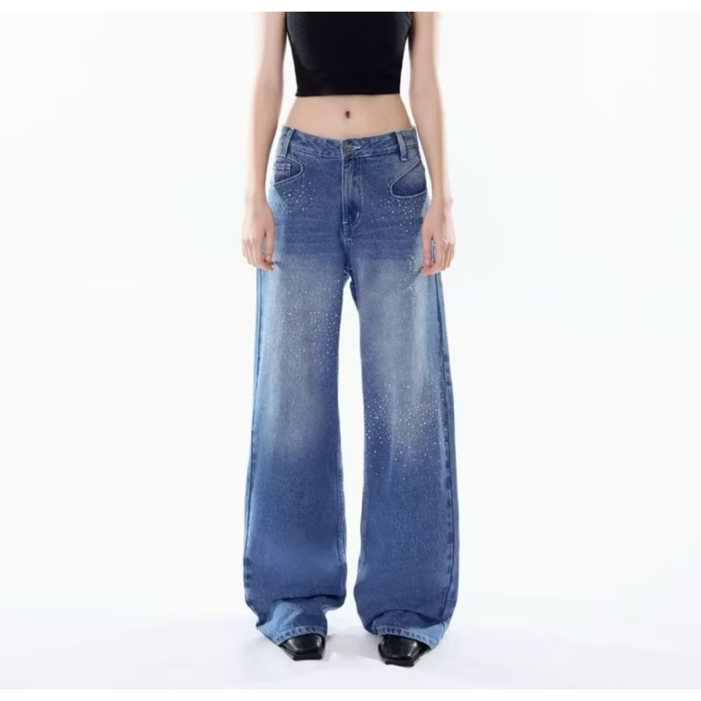 กางเกงยีนส์ Merge baggy jeans สี star flex M