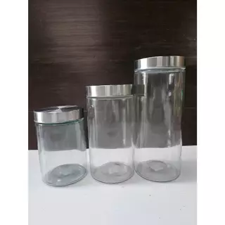 โหลแก้วใสฝาสแตนเลส ทรงกลม ดีไซน์มินิมอล 1,100 ml. / 1,800 ml./ 2,100 ml.(จัดส่งจากไทย)