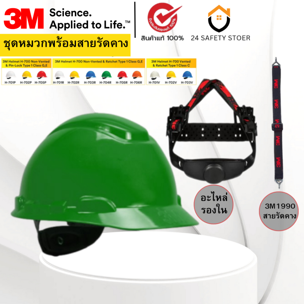 3M™ H-704SFR-UV HH RAT GREEN หมวกนิรภัย หมวกวิศวะ 3M สีเขียว (รุ่นไม่มีรูระบายอากาศ)