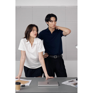 Thanks V polo แขนสั้น ผ้า rib เนื้อนุ่ม ไม่ต้องรีด