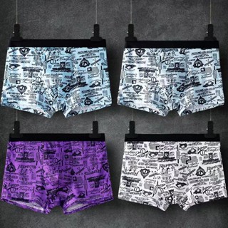 ชุดกางเกงบ็อกเซอร์ชาย 4 ตัว พิมพ์ลายสกรีนสีตามที่แสดง สวมใส่…