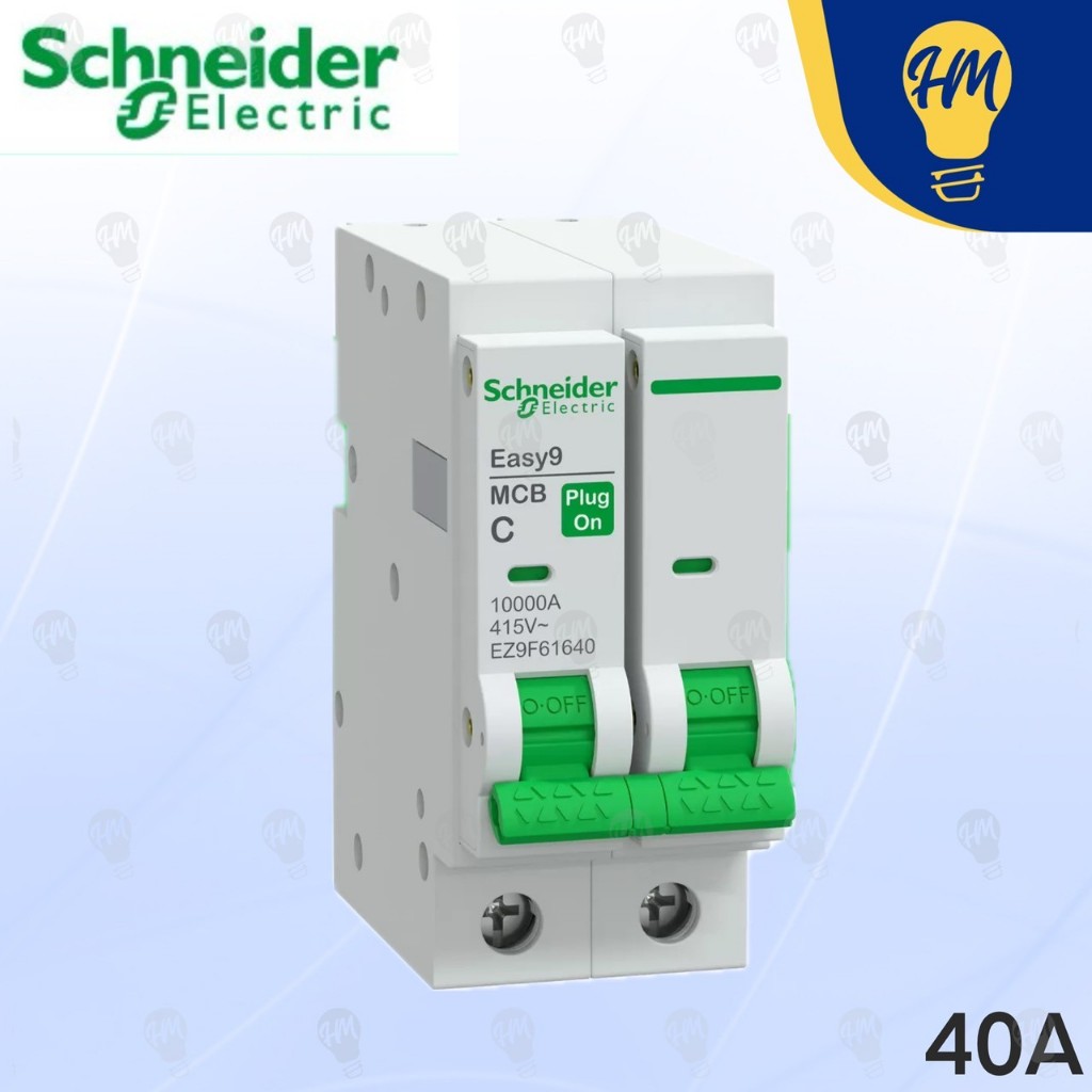 Schneider เซอร์กิต เบรกเกอร์ แบบ Plug On 2P รุ่น Easy9 40A 50A 63A