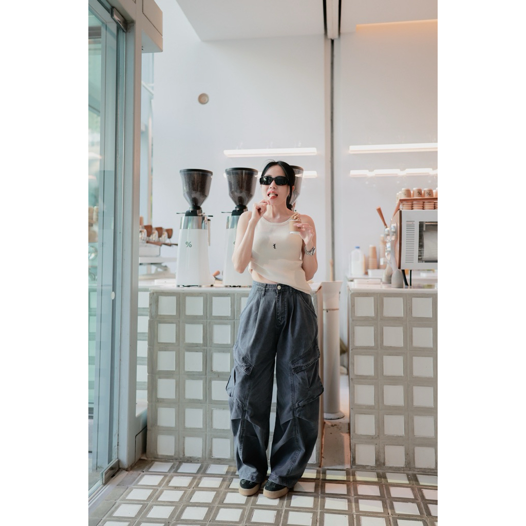 (พร้อมส่ง) กางเกงทรงแบ็คกี้คาร์โก้รุ่น 61225 TAG FSY🇰🇷 - รูปที่ 3