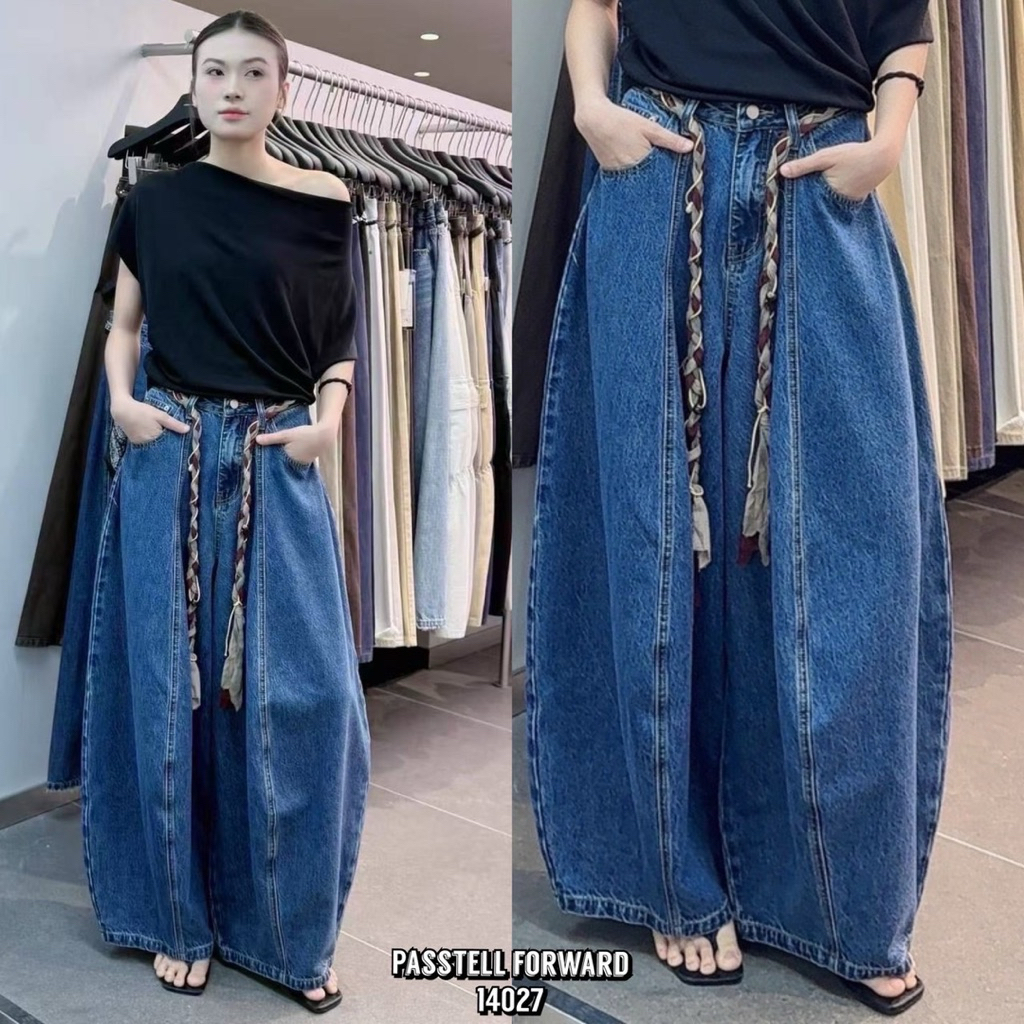 Korea darim balloon jeans With fabric belt มาใหม่เลยค้า กับยีนdarim ทรงบอลลูนสียีนฟอกเข้มงานสวย