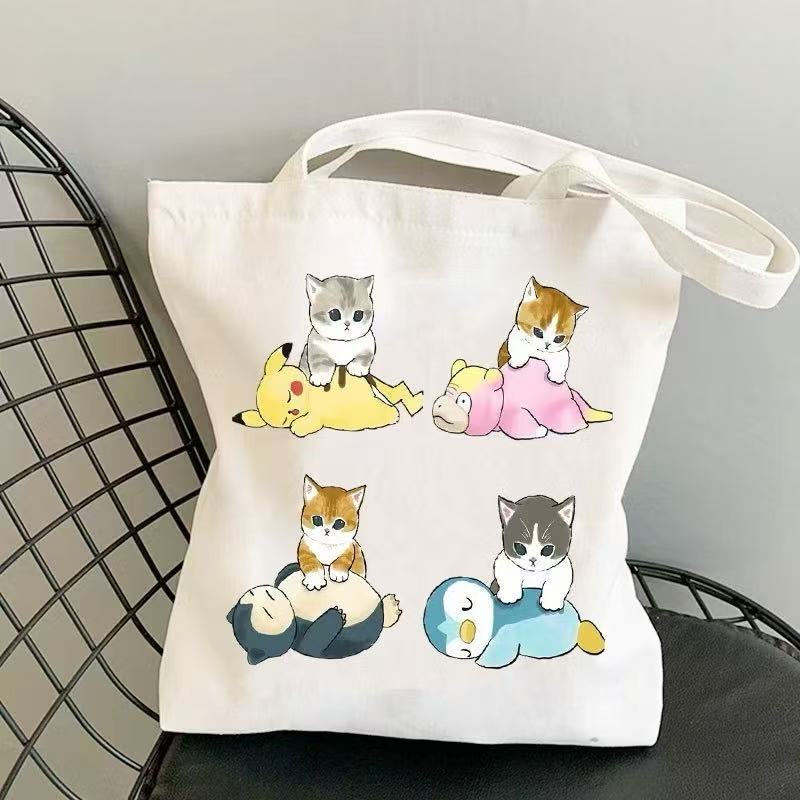 กระเป๋าผ้า มินิมอล 12 ลายแมว ขนาด 34*37cm Tote Bag TT-232 - รูปที่ 6
