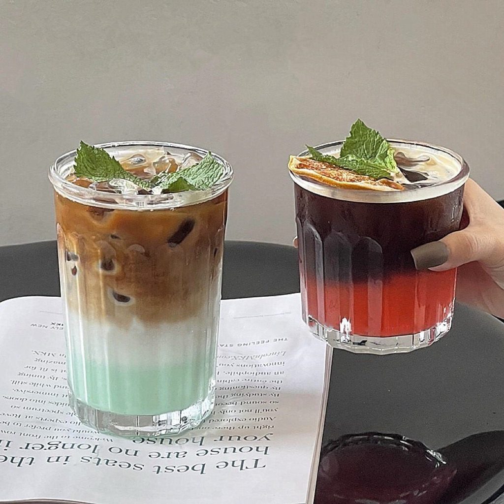 แก้วใสทรงสูงสไตล์เกาหลี แบบหนา | สำหรับกาแฟเย็น Dirty, Ice Latte, Mocktail, มัทฉะ และน้ำผลไม้