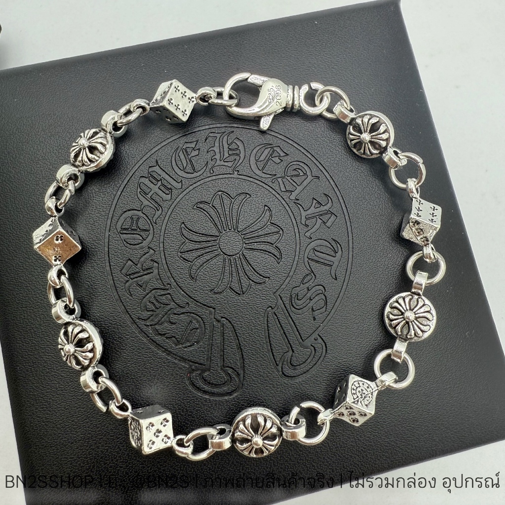 CH DICE AND CROSSBALL BRACELET สร้อยข้อมือโครมฮาร์ท จี้ลูกเต๋า สีเงินรมดำ งานสวย ราคาไม่แพง - รูปที่ 3