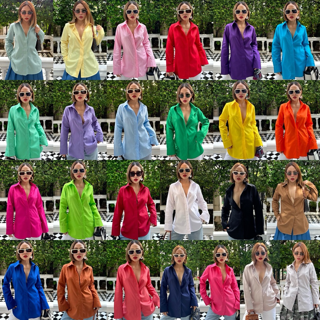 Bright by Aruna: เสื้อเชิ้ตสลิมเข้ารูป(Slimfit Shirt)25สี 4ไซร์