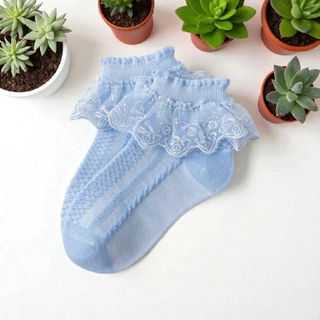[พร้อมส่งจากไทย] ถุงเท้าเด็กลายลูกไม้ ถุงเท้าเด็ก