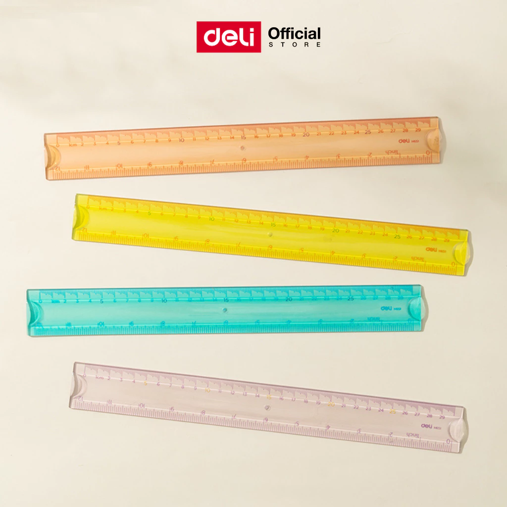 ไม้บรรทัด Deli ไม้บรรทัดงอได้ สีแฟนซี วัสดุเป็น PVC คุณภาพดี 30 cm (แพ็คคละสี 1 ชิ้้น)