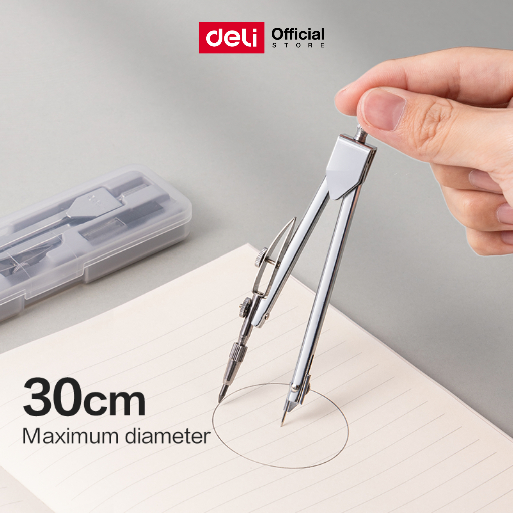 วงเวียนเหล็ก Deli ชุดวงเวียนไส้ดินสอ วงเวียน วงเวียนเขียนแบบ เครื่องเขียน ชุดวงเวียน เรขาคณิต อุปกรณ์การเรียน (1 ชุด)