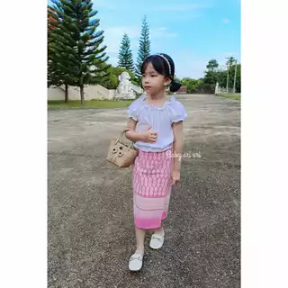 ชุดไทยเด็กผู้หญิง ผ้าฝ้ายใส่สบาย ระบายอากาศได้ดีมาก
