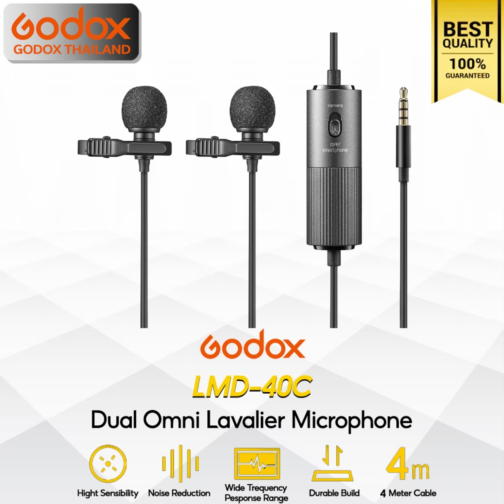 Godox Microphone LMD-40C Dual Omnidirectional Lavalier ( Camera & Smartphone ) - รับประกันศูนย์ Godo