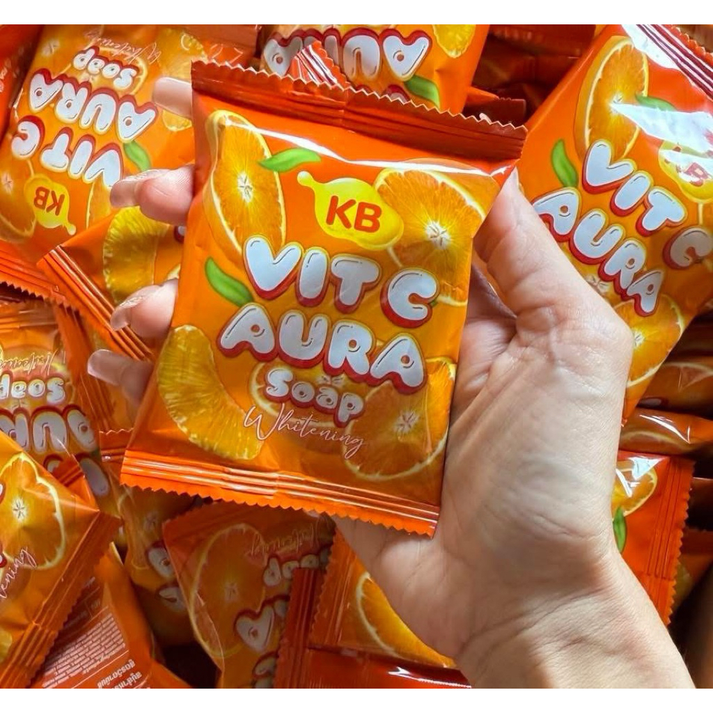 สบู่น้ำวิตามินแม่กิ๊ฟ 1 ก้อน (แถมถุงตีฟอง) KB Vit C Aura Soap