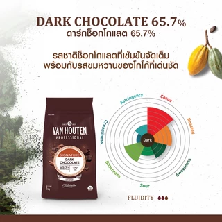 Van Houten Dark Chocolate 65.7% แวนเฮ้าน์เต้น โปรเฟสชั่นนอล ดาร์กช็อกโกแลต 65.7% 1 กก.