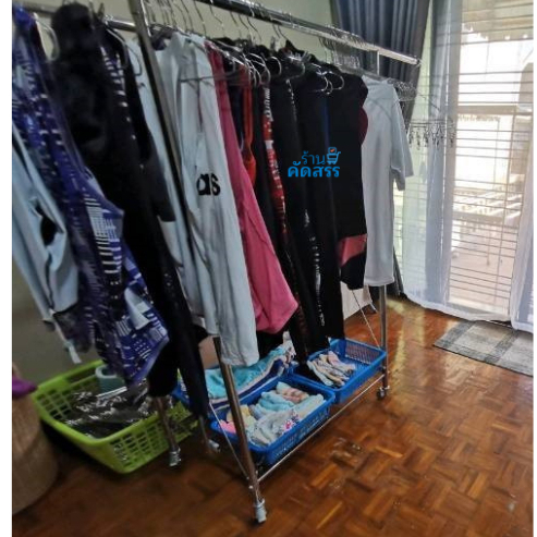 ราวตากผ้าพับได้ บาร์เรียบ ราวตากผ้าคอนโด ปรับสูง-ต่ำ บาร์ขยายซ้าย-ขวา ล้อล็อกได้ สแตนเลสทั้งตัว ข้อต่อสแตนเลส ราคา ถูกที่สุด ดีลบีเคเค แกลเลอรีภาพที่ 7