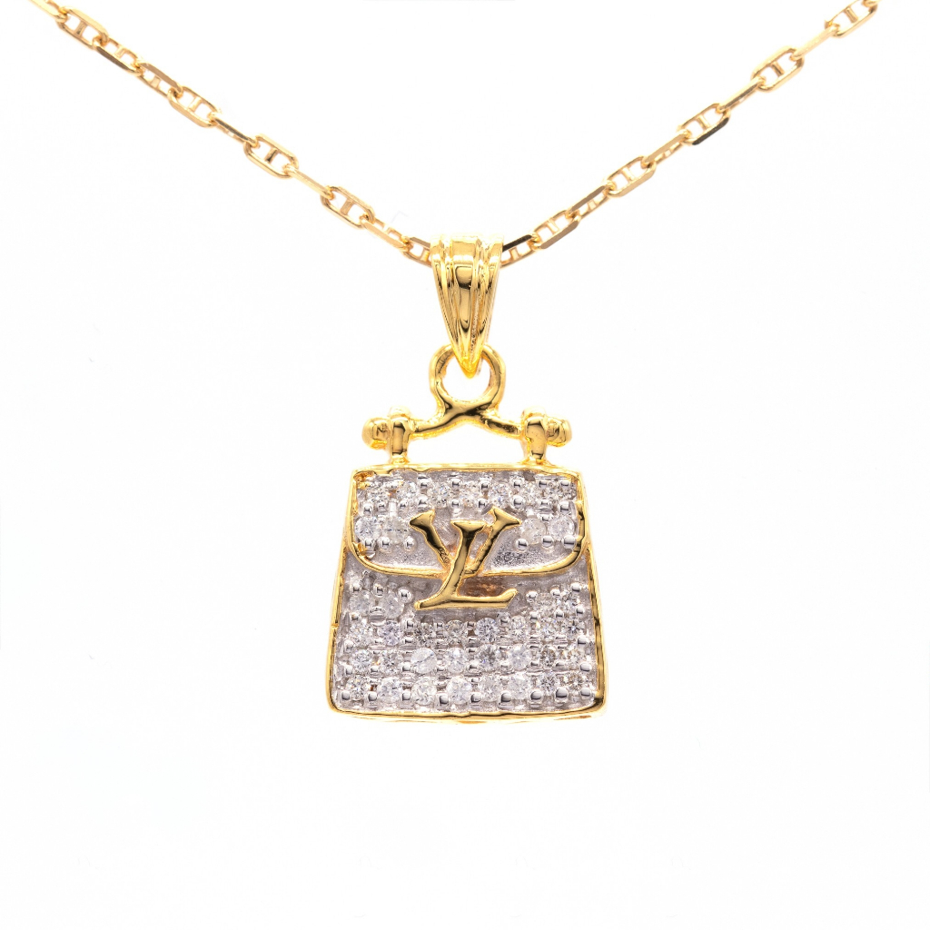 กระเป๋าเพชร LV 👜 💎 เพชรเกสร  39 เม็ด 0.24 ct. 🏆 ทองแท้ 9K (37.5%)  1.7 g. 🗂 PDBN008 (เฉพาะจี้)