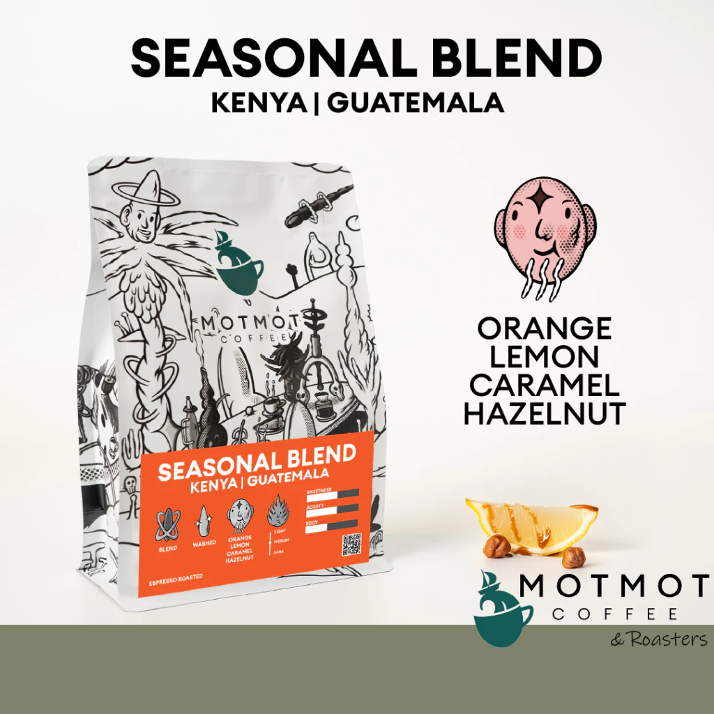 [New] Seasonal Blend เมล็ดกาแฟเบลนคั่วกลาง สู้นม โทน Lemon Caramel Hazelnut | MOTMOT COFFEE