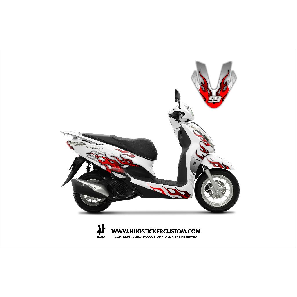 Hugsticker สติ๊กเกอร์ติดรถ สติ๊กเกอร์ Lead 125 ลายไฟ (Dark Flame)