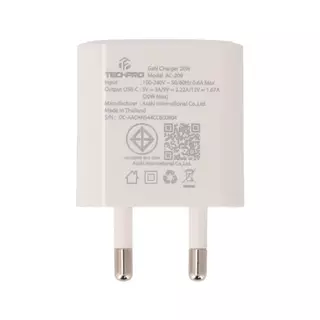 [โปรโมชั่นราคาพิเศษ] อะแดปเตอร์ TECHPRO Wall USB Charger 1 USB-C (PD20W) + USB-C to Lightning Cable 1M. by Banana IT