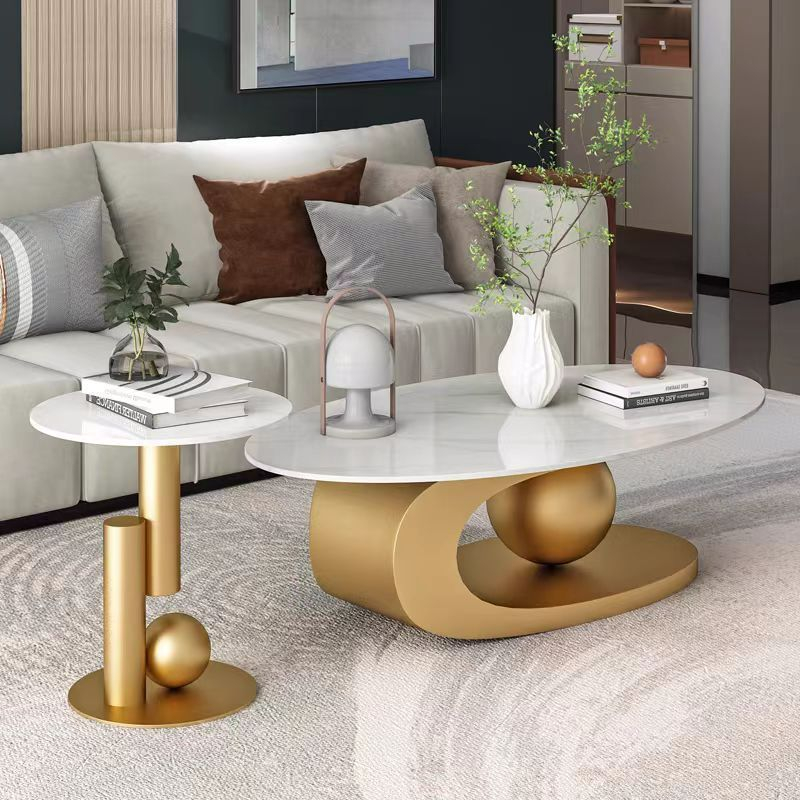 🌷ติดต่อฝ่ายบริการก่อนสั่ง🌷โต๊ะกลางโซฟา DET CET หินอ่อนสังเคราะห์ ขาเหล็ก ดีไซน์หรูหรา - รูปที่ 3