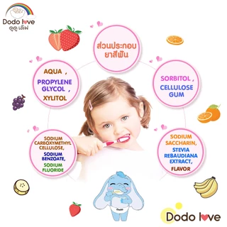 babykids ยาสีฟันเด็ก ยาสีฟันเนื้อเจล DODOLOVE กลิ่นผลไม้ ฟลูออไรด์ ป้องกันฟันผุ (40กรัม)