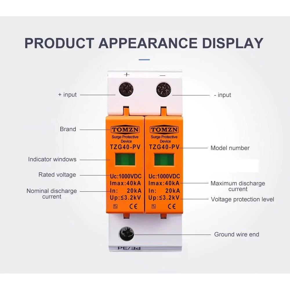 SPD ป้องกันฟ้าผ่า ไฟกระชากโซล่าเซลล์2P Dc 1000Vเสิร์จกันฟ้าผ่า สำหรับโซล่าเซลล์ สินค้าพร้อมส่ง surge protective device - รูปที่ 4