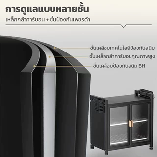 🔥 สีดำ/ขาว ตู้เก็บของ แม่เหล็ก ประตูใส กันฝุ่นและแมลง ตู้เก็บของเครื่องครัว กันฝุ่น พร้อมถาดรองน้ำ