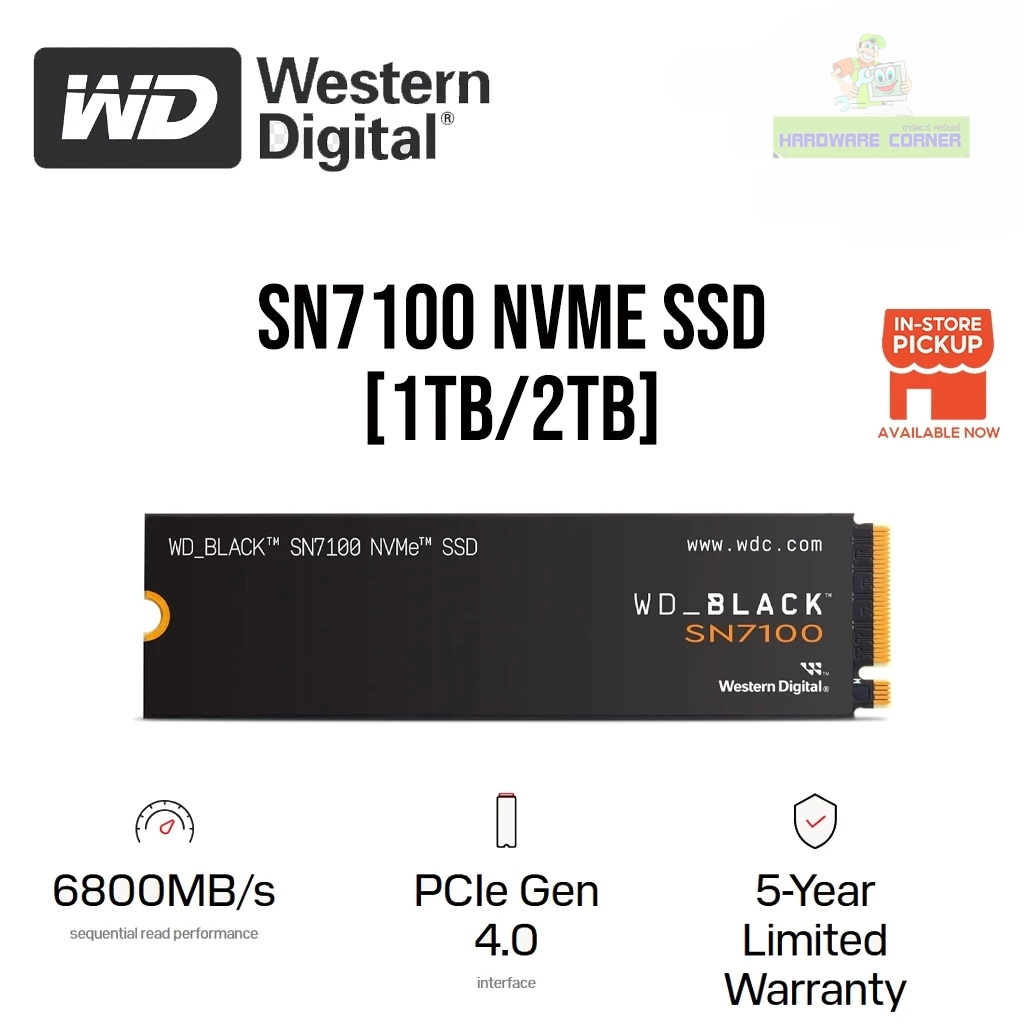 500GB / 1TB / 2TB SSD (เอสเอสดี) WD BLACK SN7100 NVMe SSD M.2 PCIe Gen 4.0 M.2 2280