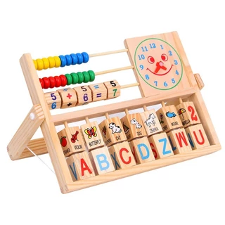 ของเล่นลูกคิด คิดเลข วัสดุไม้ ของเล่นเด็ก เสริมพัฒนาการ ลูกคิดคณิต ของเล่น ABC สื่อการเรียนการสอน ของเล่นนาฬิกาไม้