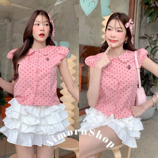 🔥aimorn_shop🔥เสื้อคอปก ทรงแขนตุ๊กตาน่ารักมาก เกาหลีเกาใจสุดๆ ทรงสวย งานดี ฮิตสุดดด