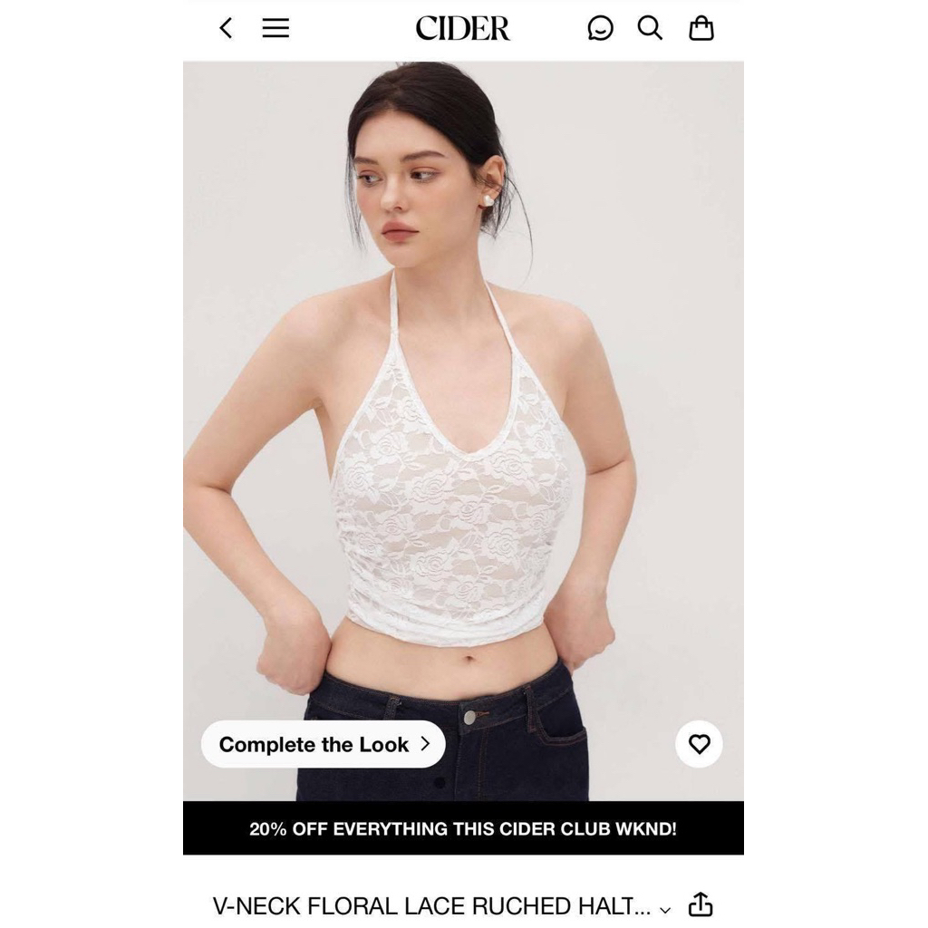 เสื้อสายคล้องคอดีเทลลูกไม้ทั้งตัว CIDER  สวยมาก