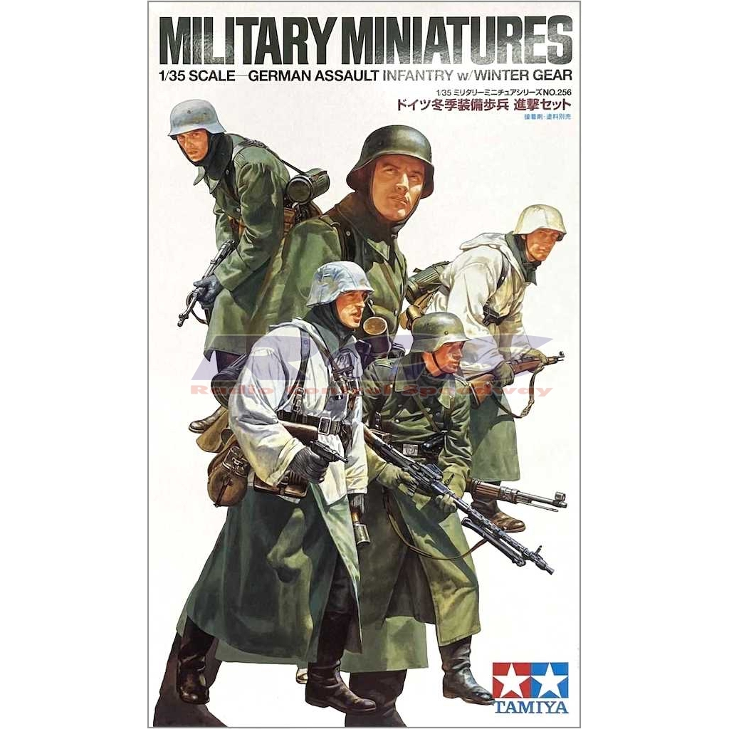 🏆 TAMIYA 35256 ชุดประกอบจำลองมาตราส่วน 1:35 GERMAN ASSAULT INFANTRY w/WINTER GEAR สร้างและทำสีเอง