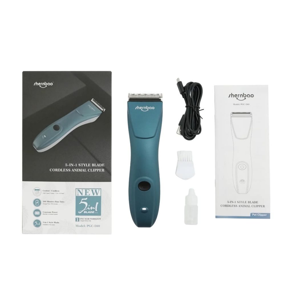 Shernbao PGC-580 5-IN-1 Style Blade Cordless Animal Clipper Machin.