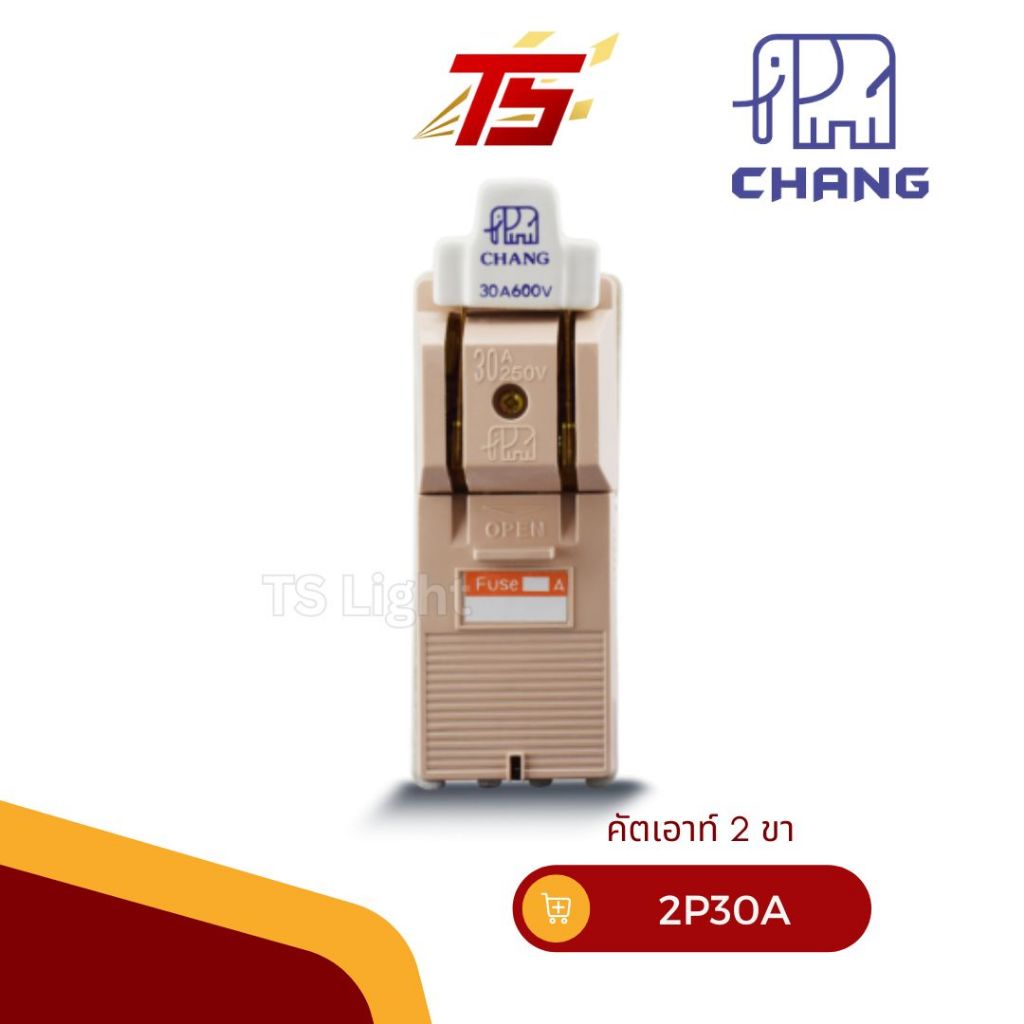 CHANG คัทเอาท์ ช้าง 2P 20A / 2P 30A / 2P 60A/ 2P 100A อุปกรณ์ตัดต่อกระแสไฟฟ้า พร้อมฟิวส์ในกล่อง ของแ
