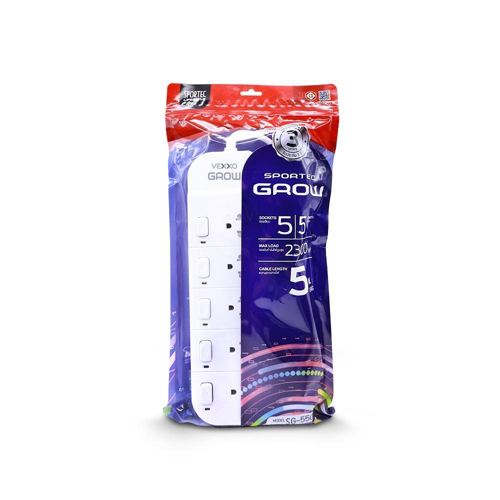 ปลั๊กไฟ 5ที่ 5สวิท 5ม. F5STB-VG01-5502 VOXXO