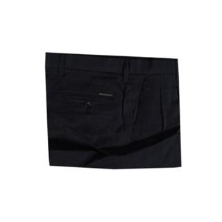 Hazard กางเกงทำงานขายาวมีจีบ ผ้า Linen Silk (ลินิน) สีดำ